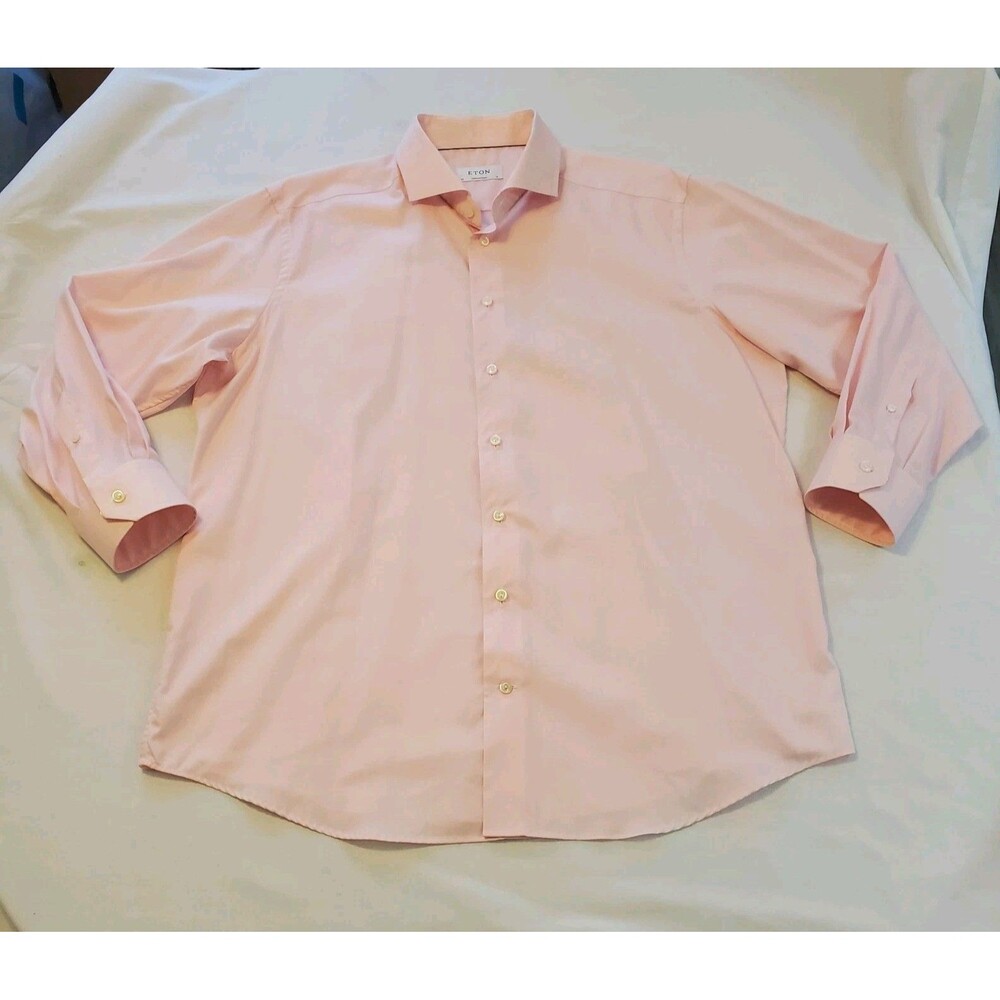 Eton York Contemporary Fit Dress Shirt Cotton Micro Gingham Mens Size XL 46/18